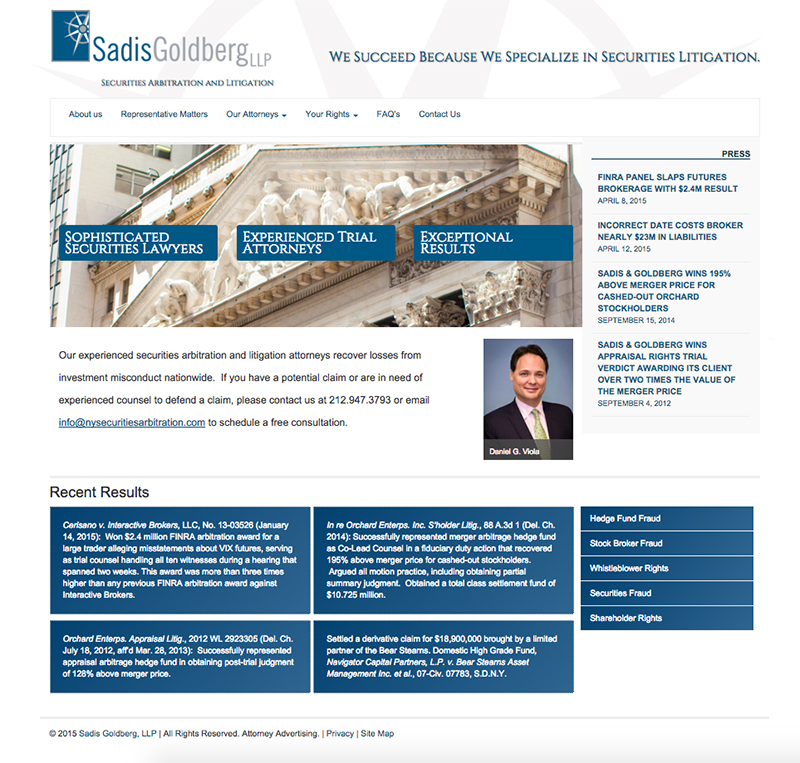Sadis Goldberg LLC Securities Arbitration and Litigation Website