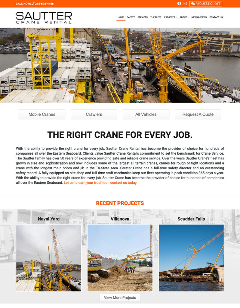 Sautter Crane Rental Website